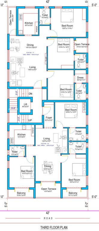  durga flats Durga Flats Cluster Plan for 3rd Floor