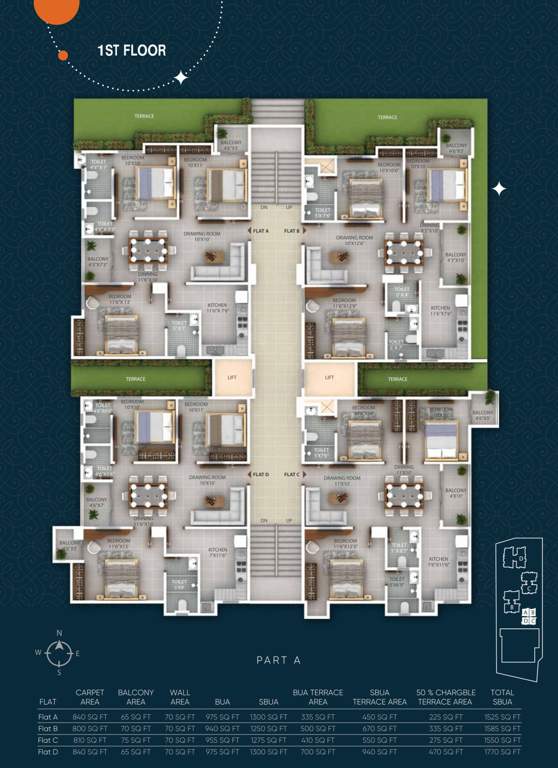  aashi ville Block B Part A Cluster Plan for 1st Floor