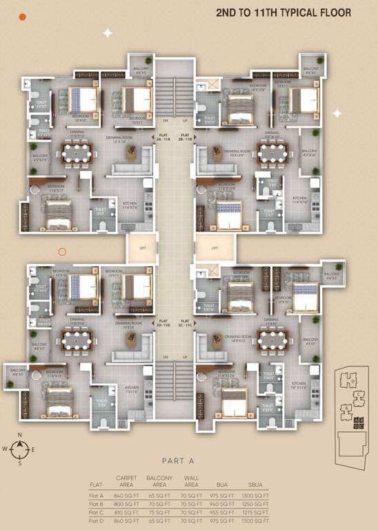  aashi ville Block B Part A Cluster Plan from 2nd to 11th Floor