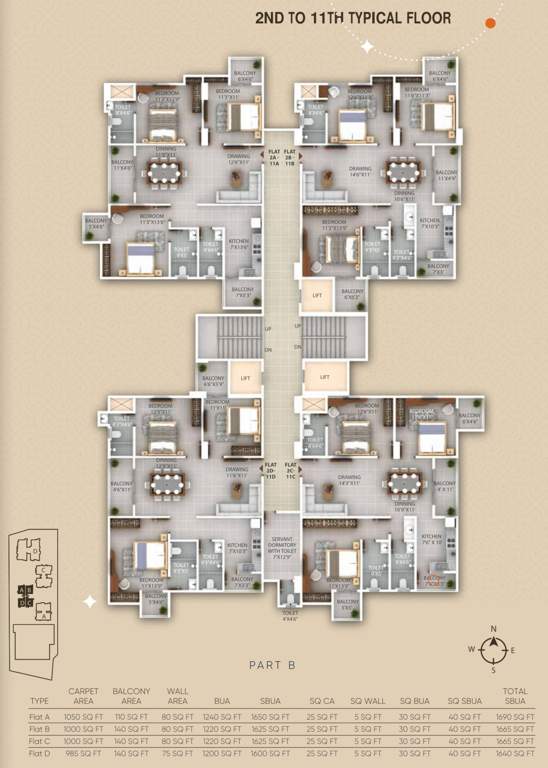  aashi ville Block B Part B Cluster Plan from 2nd to 11th Floor