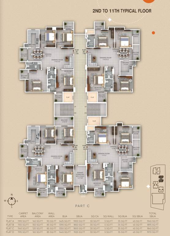  aashi ville Block B Part C Cluster Plan from 2nd to 11th Floor