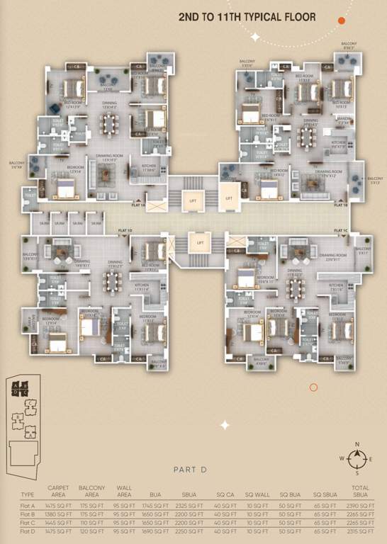  aashi ville Block B Part D Cluster Plan from 2nd to 11th Floor