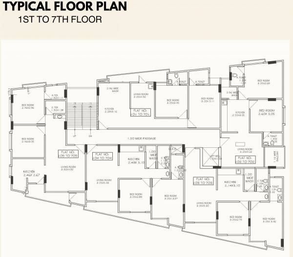  elite Tower A Cluster Plan from 1st to 7th Floor
