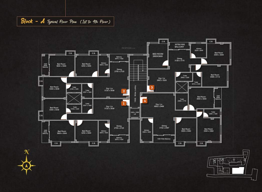 the valentine Block A Cluster Plan from 1st to 4th Floor