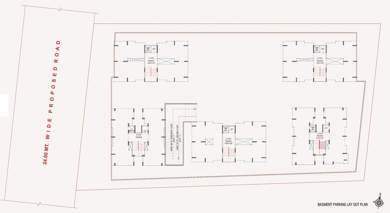  shyam yamuna Tower A,B,C,D,E Cluster Plan For Basement