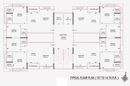  shyam-yamuna Tower A,B Cluster Plan from 1st to 14th Floor