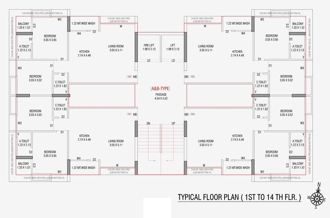  shyam yamuna Tower A,B Cluster Plan from 1st to 14th Floor