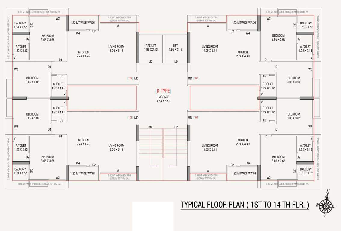  shyam yamuna Tower D Cluster Plan from 1st to 14th Floor