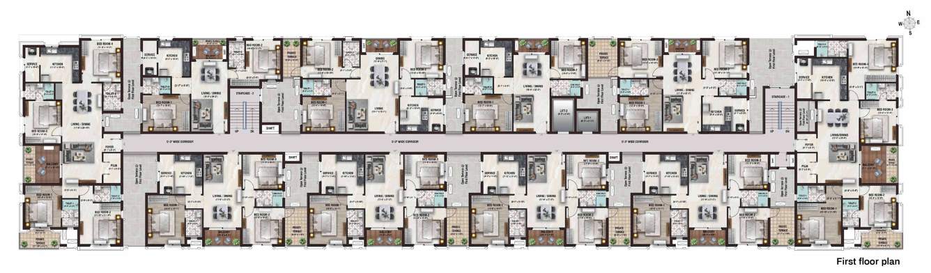  central park Tower E Cluster Plan for 1st Floor