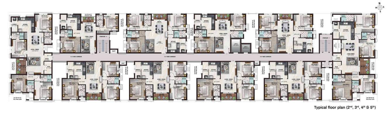  central park Tower E Cluster Plan from 2nd to 5th Floor