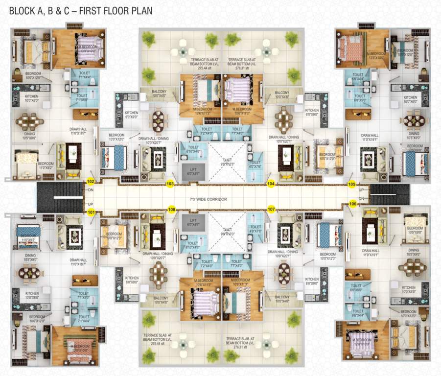  rangeeta city Block A, B & C Cluster Plan for 1st Floor