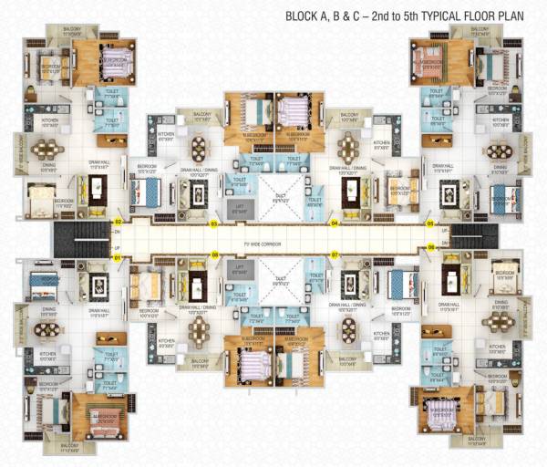  rangeeta-city Block A, B & C Cluster Plan from 2nd to 5th Floor