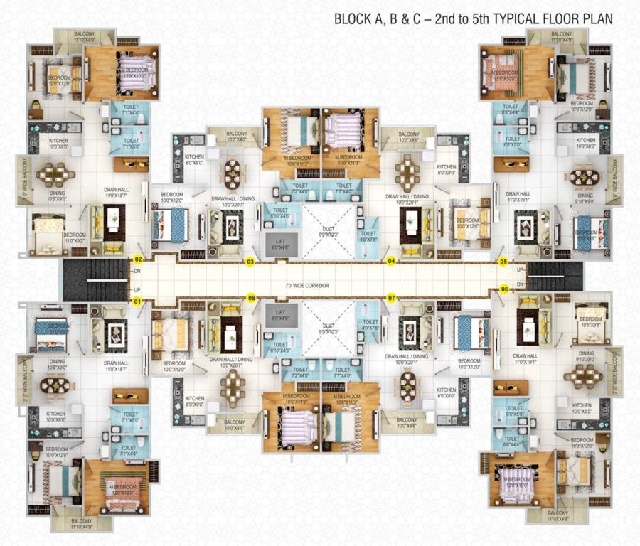  rangeeta city Block A, B & C Cluster Plan from 2nd to 5th Floor