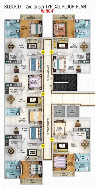  rangeeta city Block D Cluster Plan from 2nd to 5th Floor
