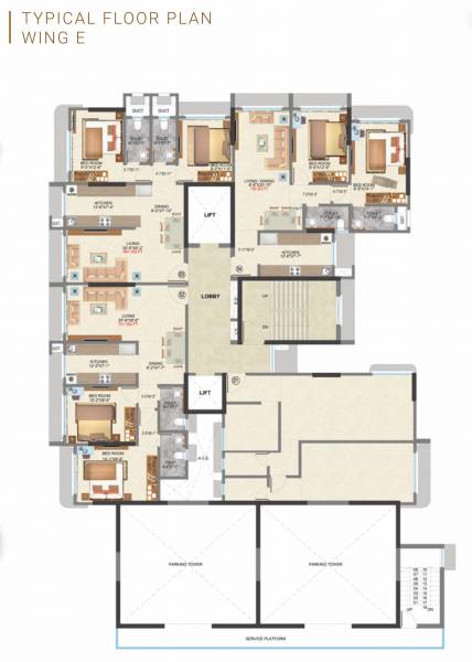  ranbir-green-path Wing E Cluster Plan For Typical Floor