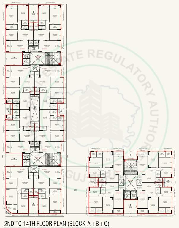  turquoise glamouere Block A B C Cluster Plan from 2nd to 14th Floor
