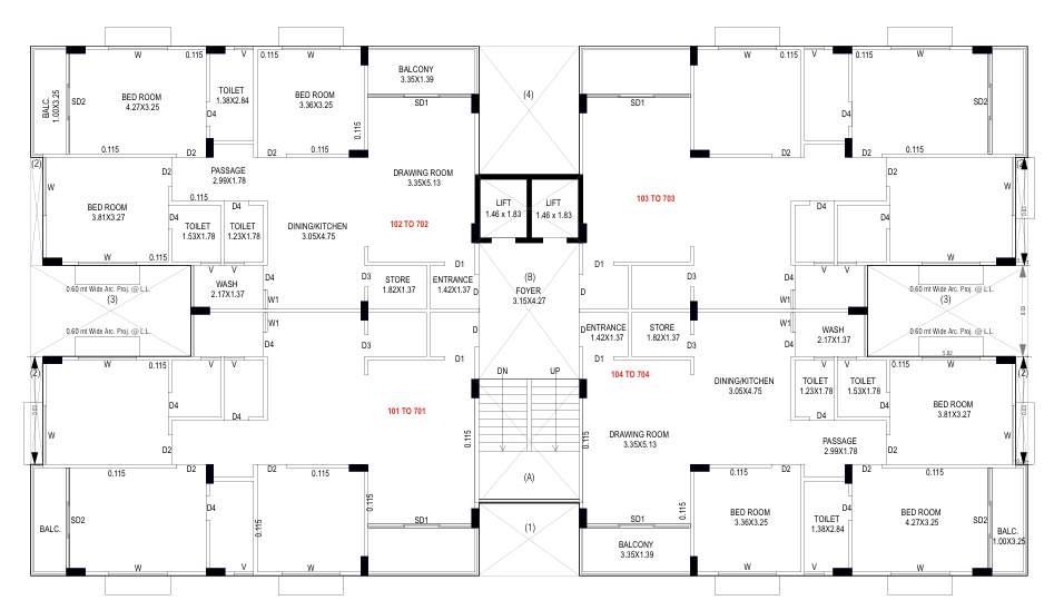  beverly Block A Cluster Plan from 1st to 7th Floor