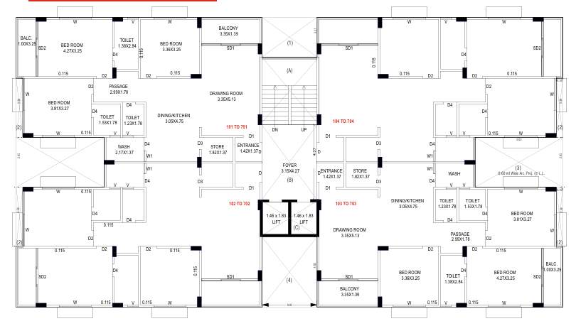  beverly Block C Cluster Plan from 1st to 7th Floor
