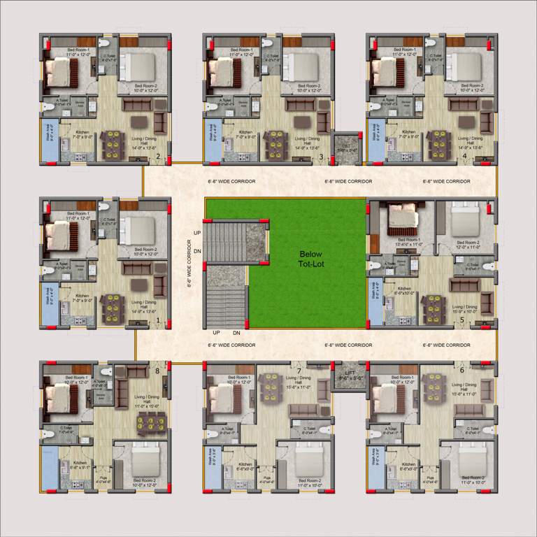  jewel pride residency Jewel Pride Residency Cluster Plan for Typical Floor