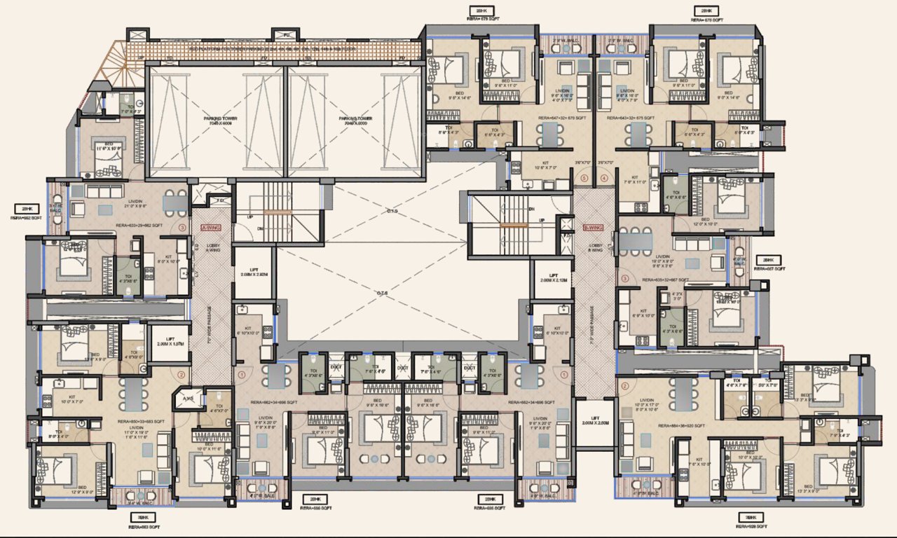  legacy Tower A, B Cluster Plan from 13th to 16th Floor