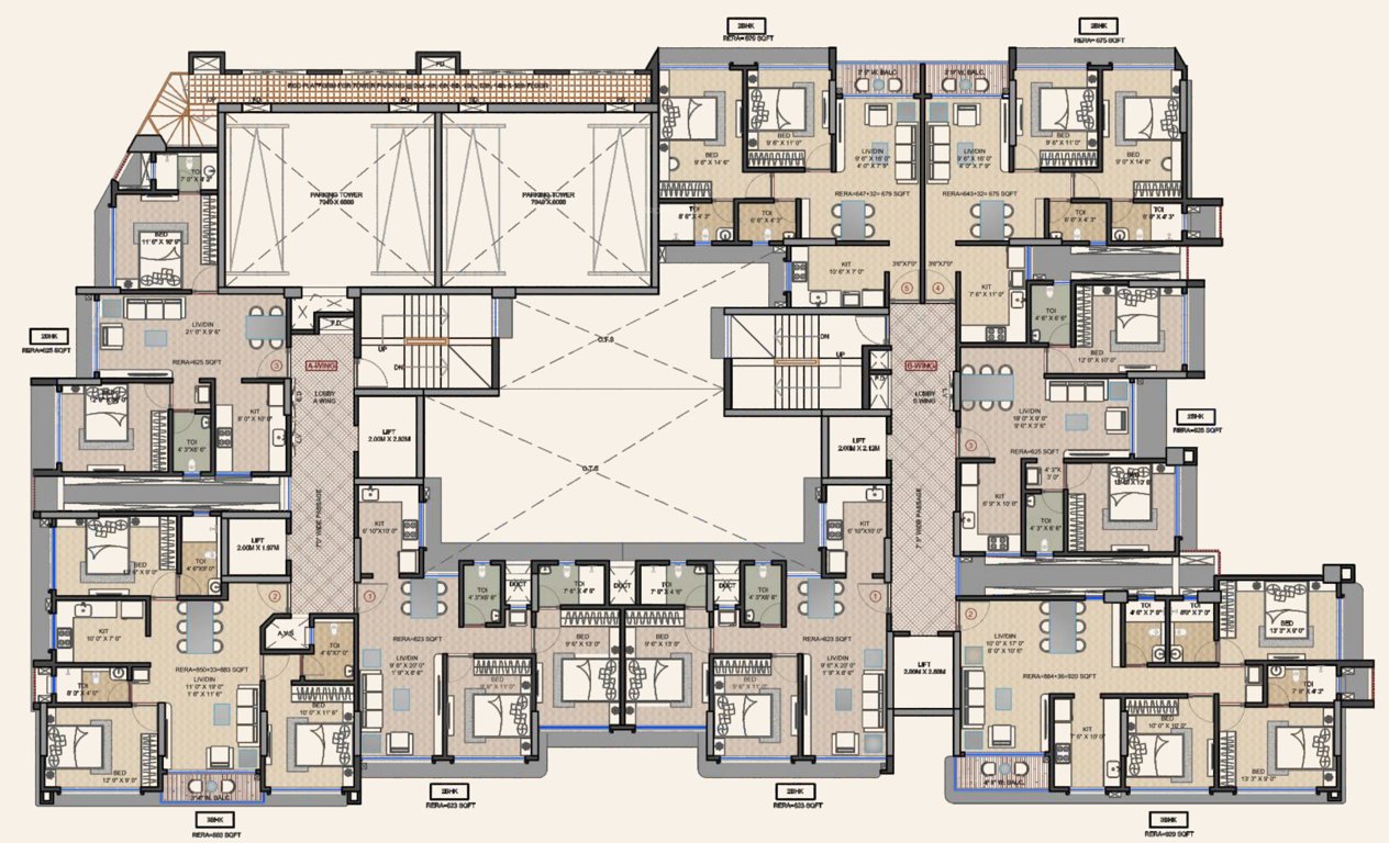 legacy Tower A, B Cluster Plan from 4th to 12th Floor