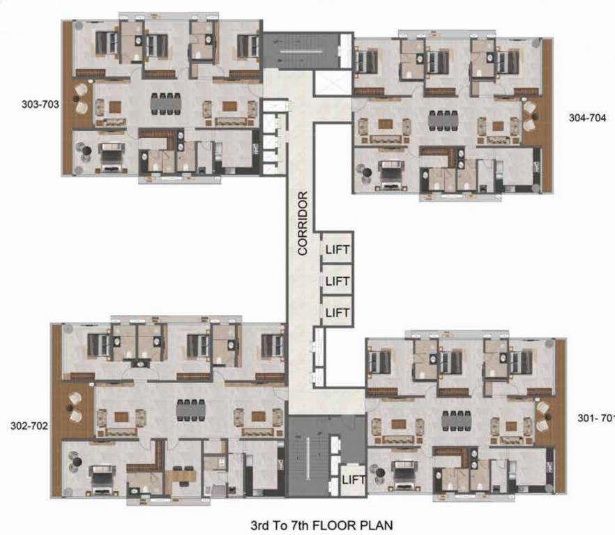  gs infinity Tower 2 Cluster Plan from 3rd to 7th Floor