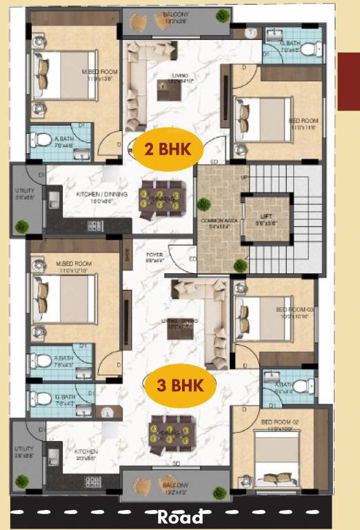  mane Mane Cluster Plan from 1st to 5th Floor