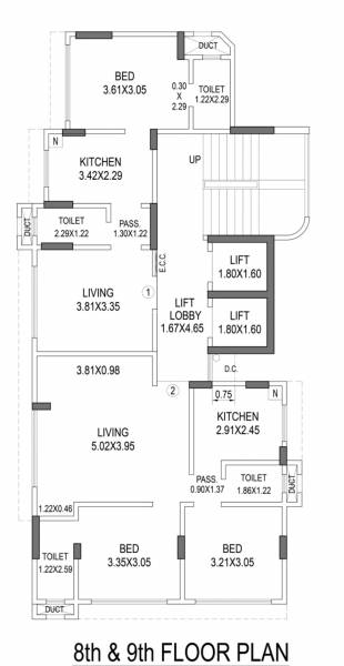  paradiso Aditya Paradiso Cluster Plan from 8th to 9th Floor