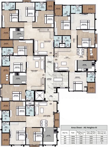  heights-iii Tower B Cluster Plan from 1st to 6th Floor