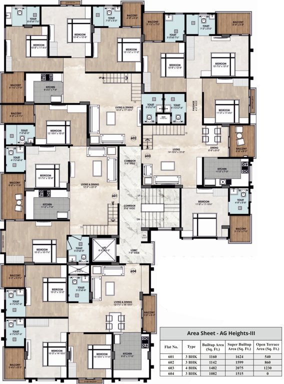  heights iii Tower B Cluster Plan from 1st to 6th Floor