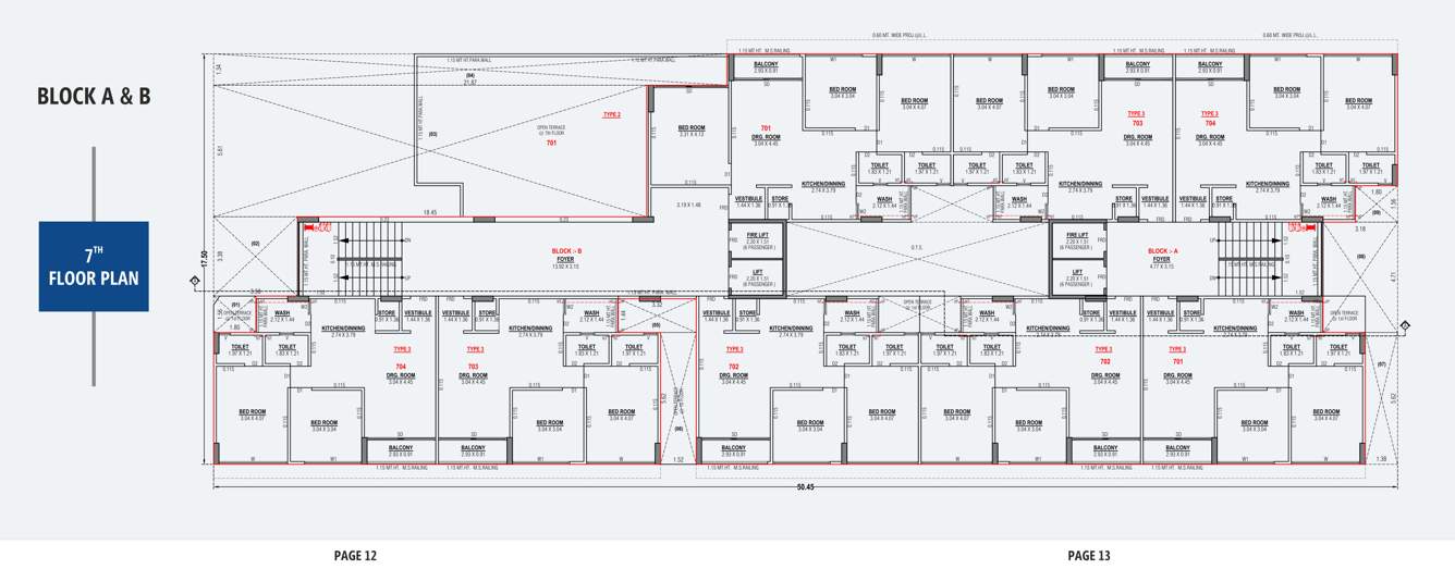  radhe supreme Block A & B Cluster Plan for 7th Floor