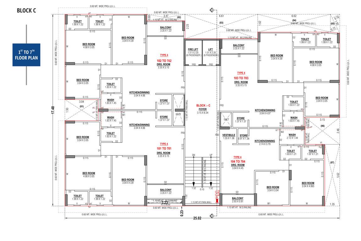  radhe supreme Block C Cluster Plan from 1st to 7th Floor