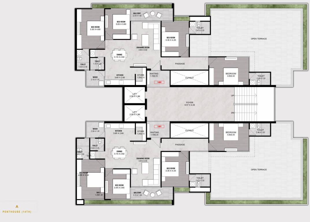  nirman bliss Tower A Cluster Plan from 1st to 14th Floor