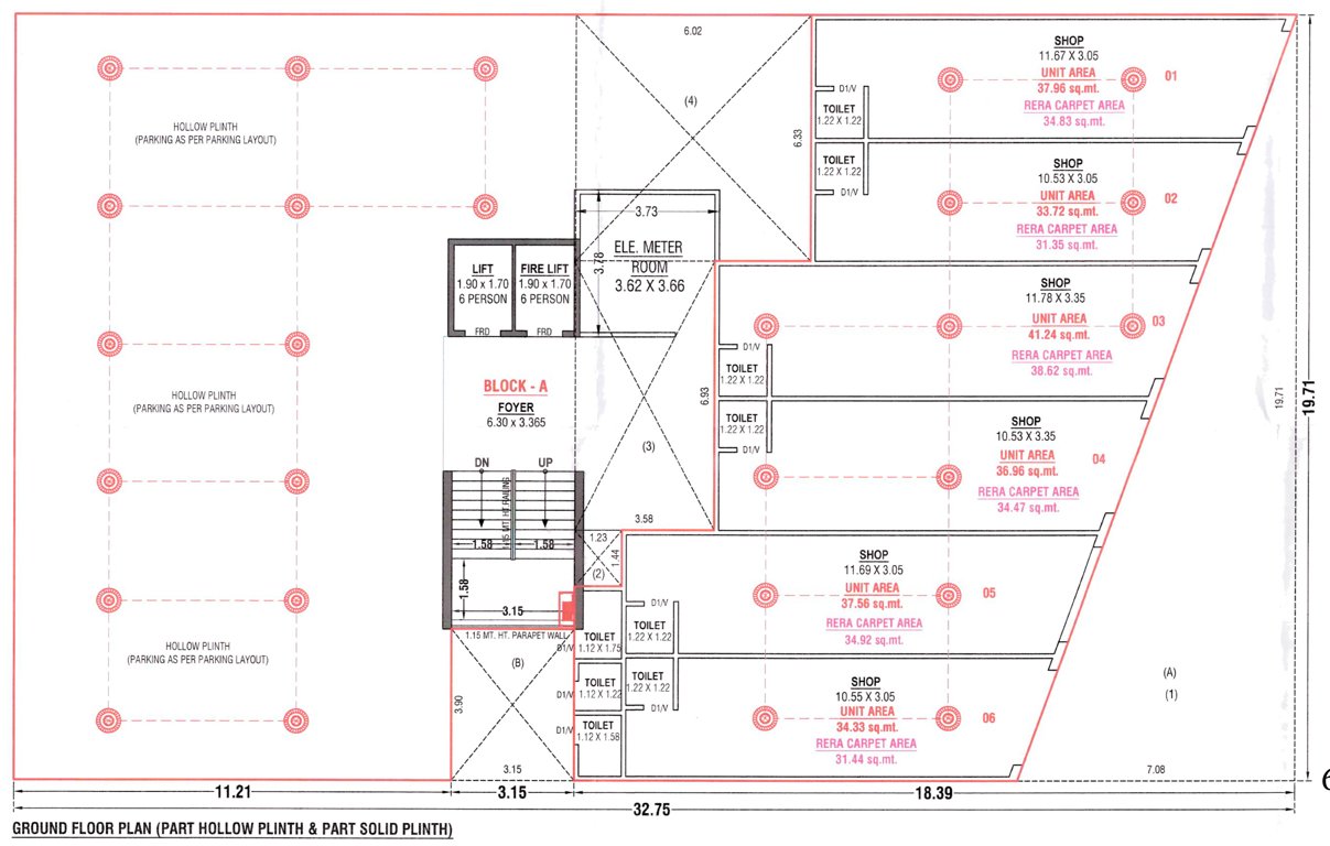  the waterside living Block  A Cluster Plan for ground Floor