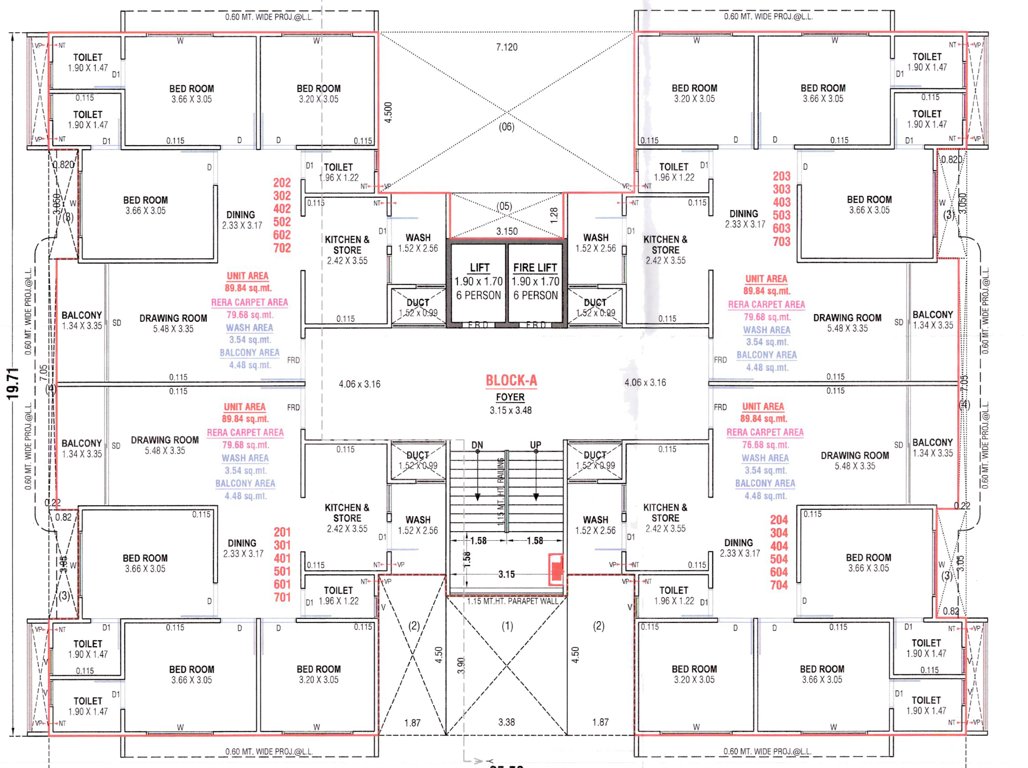  the waterside living Block  A Cluster Plan from 2nd to 7th Floor