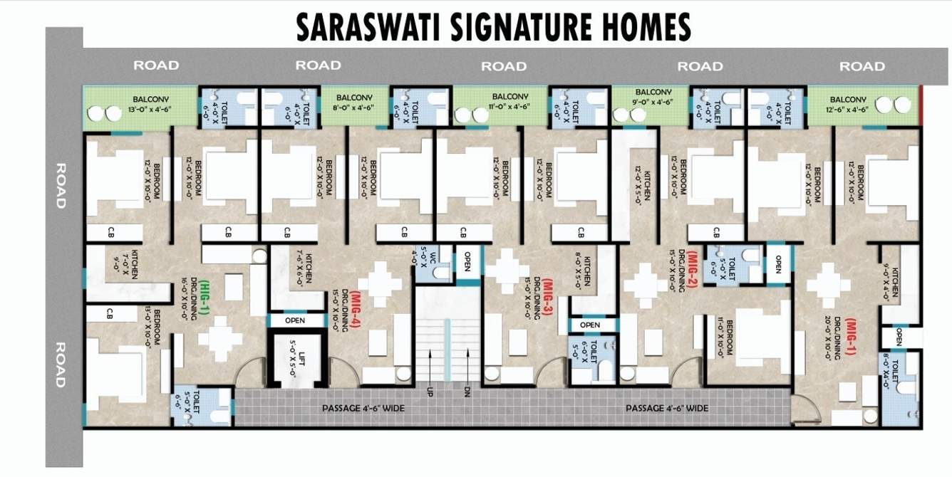  signature homes Saraswati Signature Homes Cluster Plan from 1st to 5th Floor