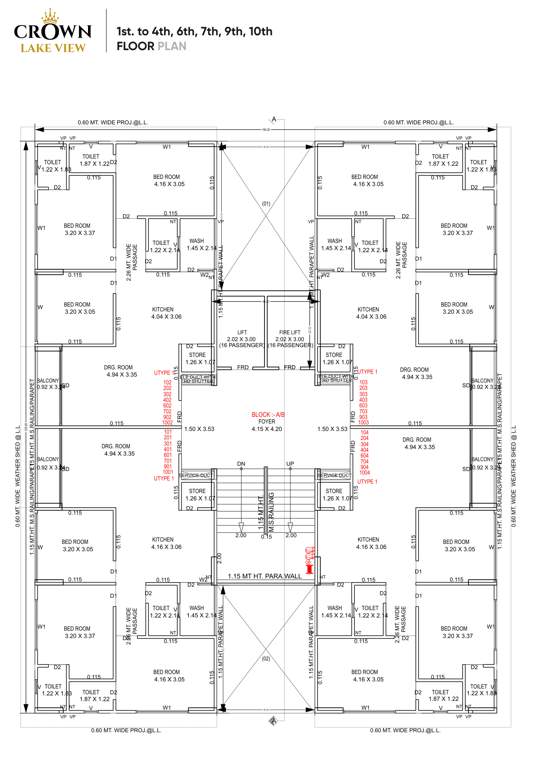  crown lake view Block A & B Cluster Plan from 1st to 10th Floor
