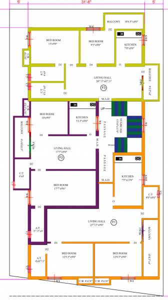  flats-phase-ii Cluster Plan from 1st to 2nd Floor