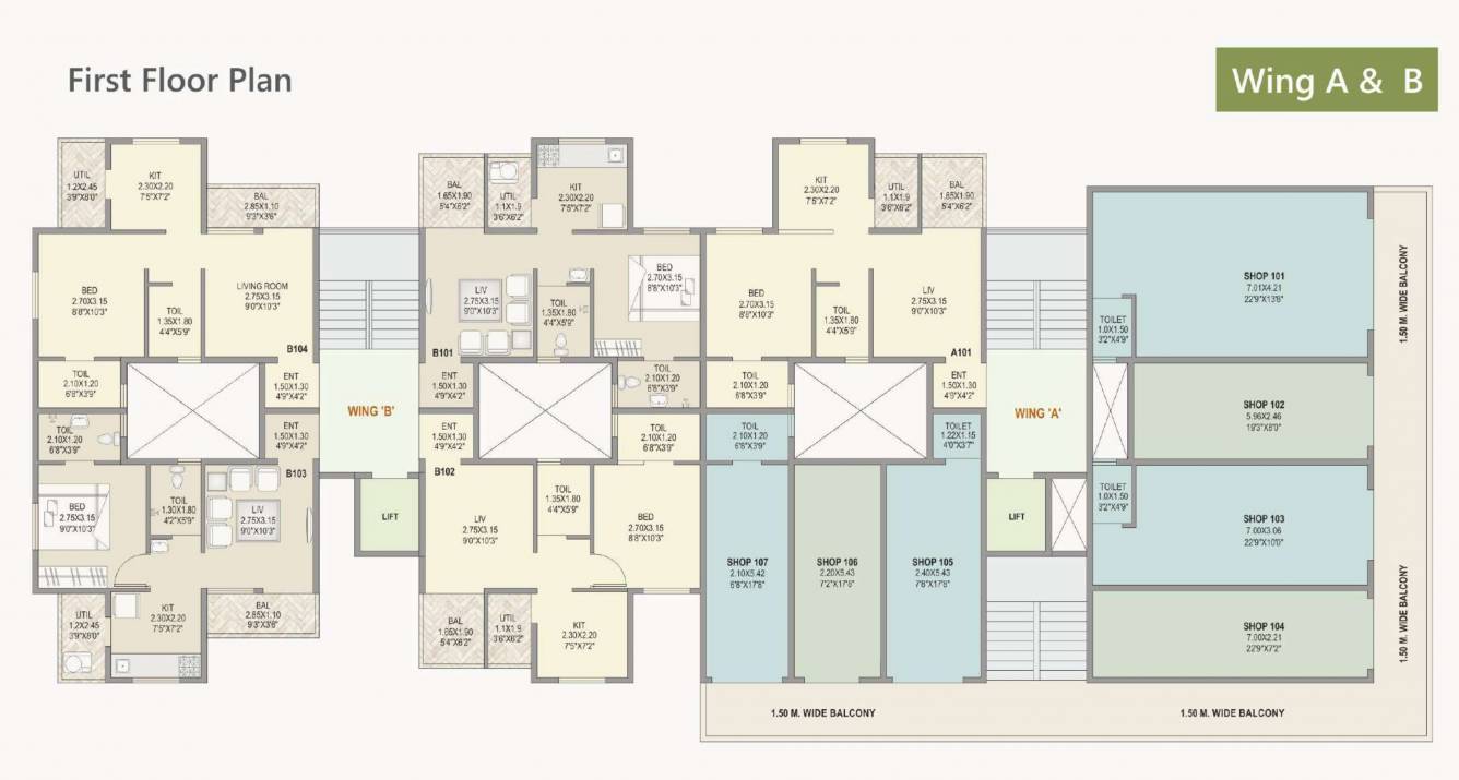  snehkunj Wing A Wing B Cluster Plan for 1st Floor