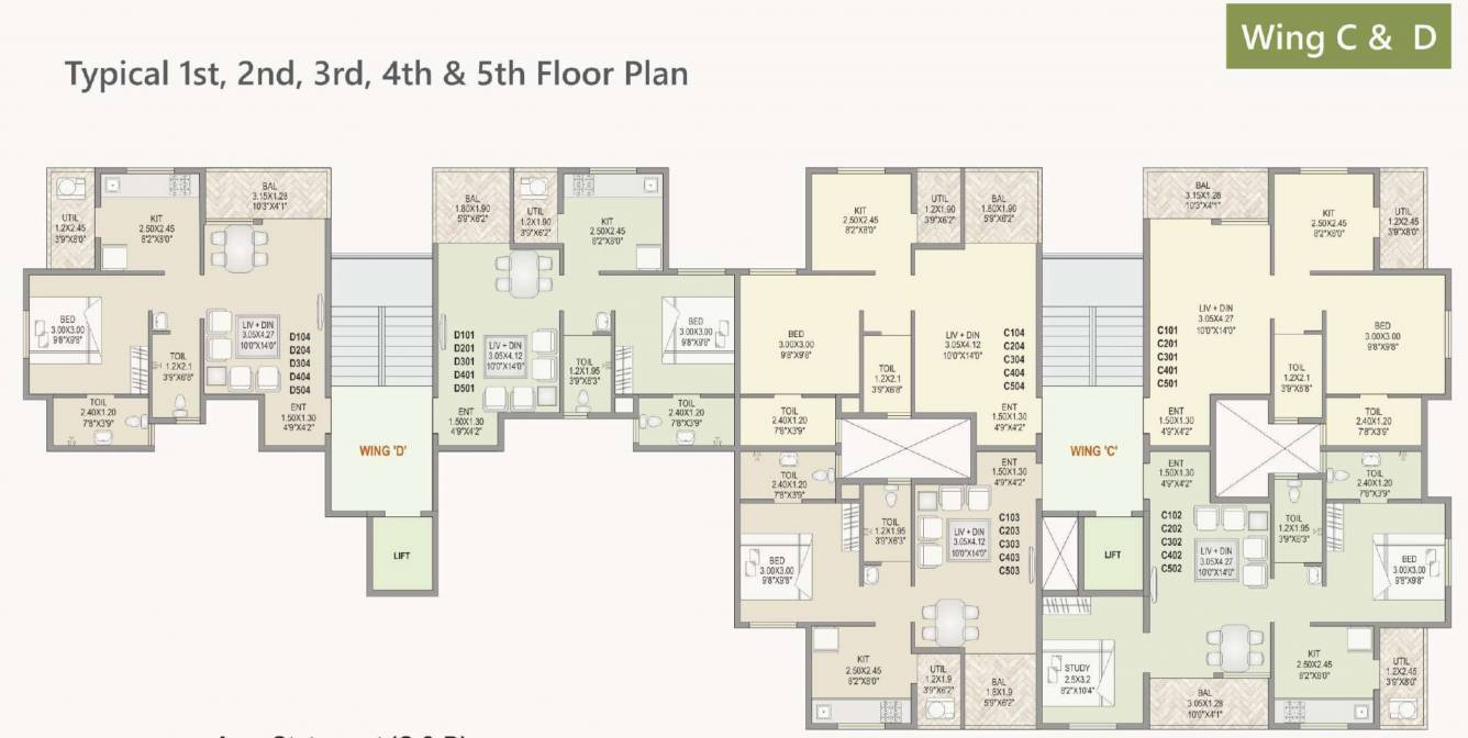  snehkunj Wing C WIng D Cluster Plan from 1st to 5th Floor
