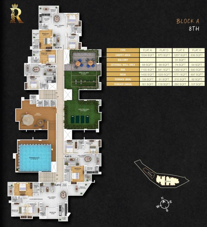 the rudransh Block A Cluster Plan for 8th Floor