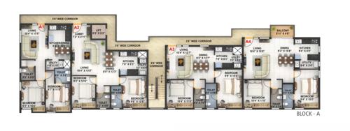 sapthagiri-horizon-apartment A Cluster Plan from 1st to 4th Floor