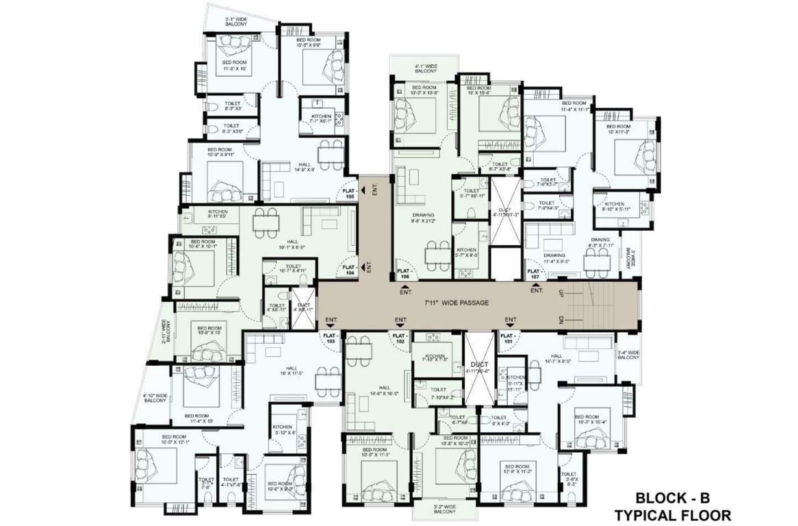  shivam exotica Block B Cluster Plan from 1st to 4th Floor
