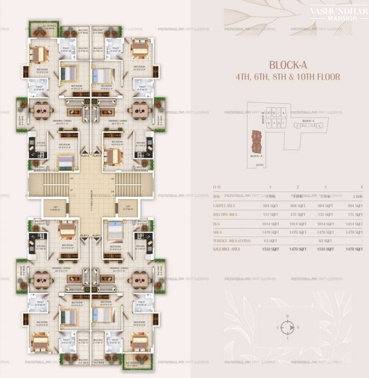 vashundhara mansion Tower A Cluster Plan