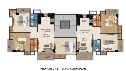 ABS Anirban's Cluster Plan from 1st to 3rd Floor anirban ABS Anirban's Cluster Plan from 1st to 3rd Floor