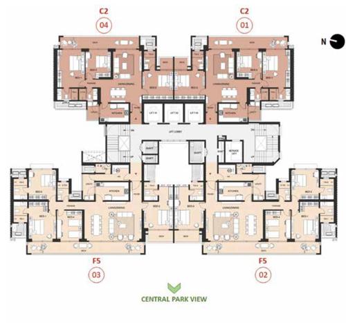  oakwood-at-the-prestige-city Deodar Block 2 D1 Cluster Plan For Typical Floor