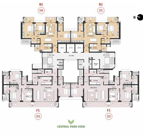  oakwood-at-the-prestige-city Deodar Block 2 D2,D3,D4 Cluster Plan For Typical Floor