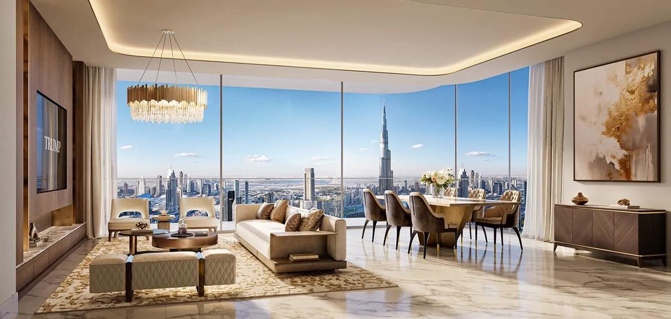  trump international hotel and tower dubai Living Area