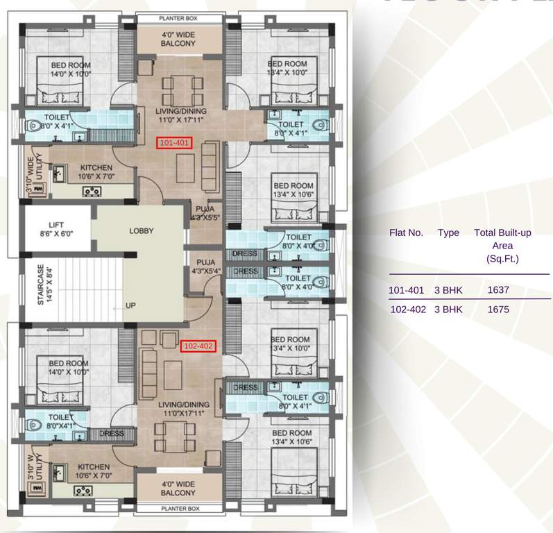 residency Regina Residency Cluster Plan from 1st to 4th Floor