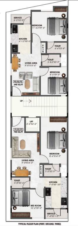  gokulam Gokulam Cluster Plan from 1st to 3rd Floor